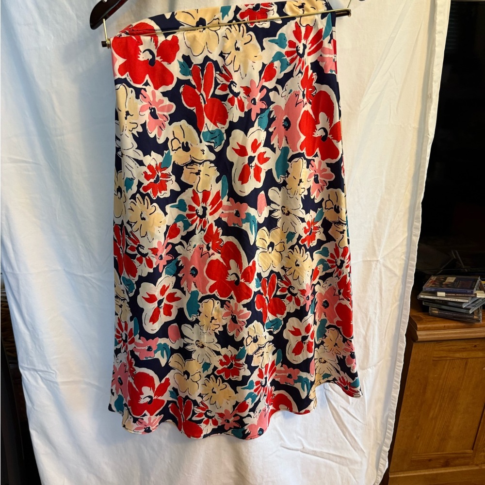 Skies Are Blue Red and Blue A-Line Midi Skirt